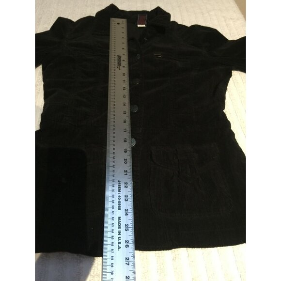 Worn Jeans Women Medium Button-Front Corduroy Jacket Pocket Black Stretch Casual - Picture 4 of 11